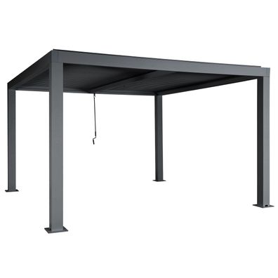 Pergola HWC-L46, Gartenpavillon Lamellen-Pavillon, 11cm-Aluminium-Gestell, Regenrinne