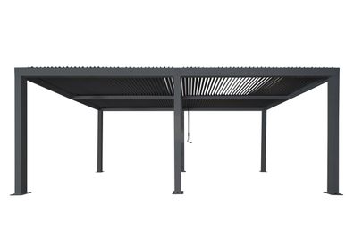 Pergola HWC-L46, Gartenpavillon Lamellen-Pavillon, 10cm-Aluminium-Gestell, Regenrinne