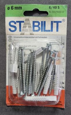 Stabilit Universal-Durchsteckdübel 6/40 S mit Schrauben, art. Nr: 0108177