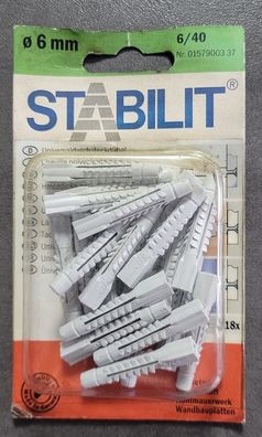 Stabilit Universal-Durchsteckdübel 6/40, art. Nr: 0108122, 18 Stk