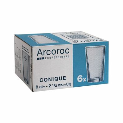 Trinkglas Arcoroc Conique Durchsichtig Glas 6 Stücke 80 ml Default Title