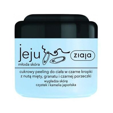 Ziaja Jeju Peeling fér junge Haut, Zucker-Körperpeeling mit schwarzen Punkten, 200 ml