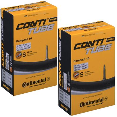 2x Continental Fahrrad Schlauch 16 Zoll 32-305 - 47-349 SV-Ventil 16x 1,375 1,75