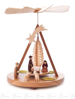 Pyramide mit Christi Geburt und Spitzdach für Teelichte BxHxT 19,5cmx26cmx19,5cm