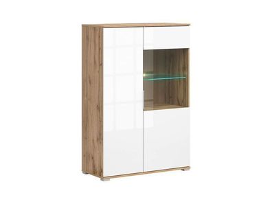 BLACK RED WHITE Vitrinenschrank Zele | Standvitrine | 41 x 90 x 132,5 cm, Weiss