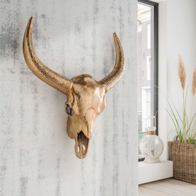 Wandschmuck Stierschädel 87 x 76 x 19 cm aus Aluminium