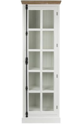 Vitrine Florence 68 x 42 x 213 cm Weiß 1-Türig mit Glaseinsatz und 5 Fächer