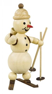 Schneemann Skilehrer Höhe 12cm NEU Miniaturfigur Weihnachtsfigur Seiffen