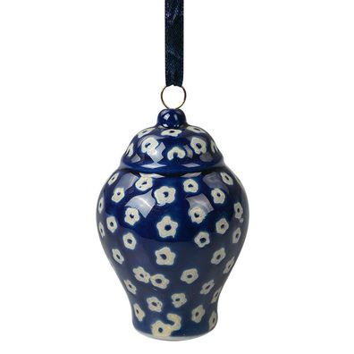 Clayre & Eef Deko-Anhänger Ø 5x8 cm Blau Keramik (Gr. Ø 5x8 cm)