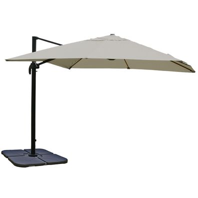 Gastronomie-Ampelschirm Sonnenschirm, 3x4m Polyester/Alu creme-grau mit