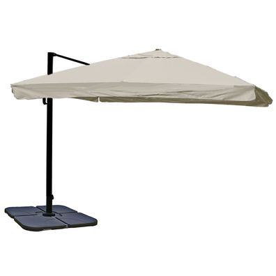 Gastronomie-Ampelschirm 3x4m Polyester Alu/Stahl Flap, creme-grau mit