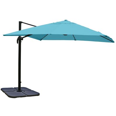 Gastronomie-Ampelschirm 3,5x3,5m Polyester/Alu türkis mit Ständer