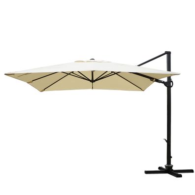 Gastronomie-Ampelschirm 3x3m schwenkbar drehbar, Polyester/Alu creme
