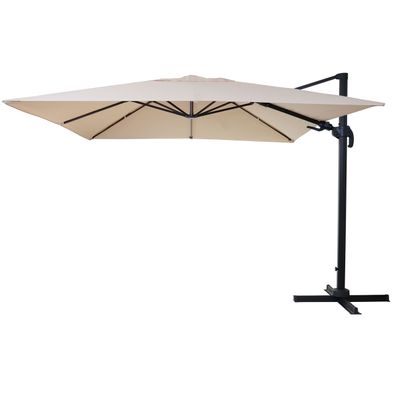 Gastronomie-Ampelschirm 3x4m schwenkbar, Polyester/Alu creme ohne