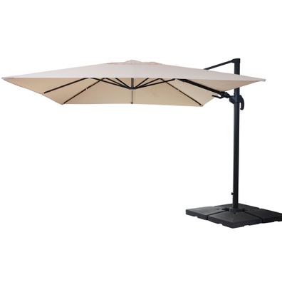 Gastronomie-Ampelschirm 3x4m schwenkbar, Polyester/Alu creme mit
