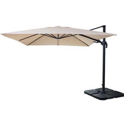 Gastronomie-Ampelschirm 3x3m schwenkbar, Polyester Alu/Stahl creme