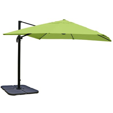Gastronomie-Ampelschirm Sonnenschirm, 3x3m Polyester/Alu grün mit