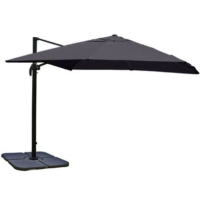 Gastronomie-Ampelschirm 3x3m Polyester Alu/Stahl anthrazit mit