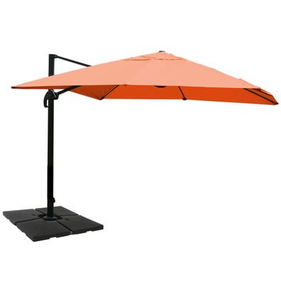 Gastronomie-Ampelschirm Sonnenschirm, 3x4m Polyester/Alu terracotta mit