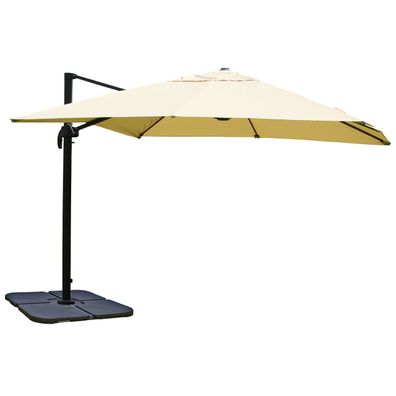 Gastronomie-Ampelschirm Sonnenschirm 3x3m Polyester Alu/Stahl creme