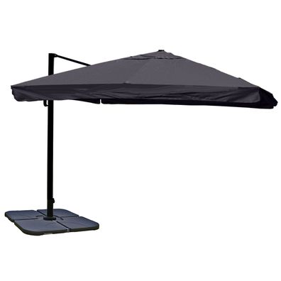 Gastronomie-Ampelschirm 3x3m Polyester Alu/Stahl Flap, anthrazit mit