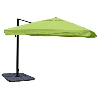 Gastronomie-Ampelschirm Sonnenschirm, 3x3m Polyester/Alu Flap, grün