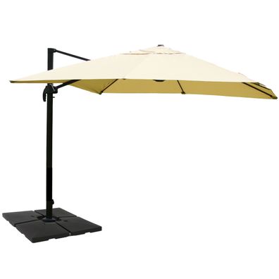Gastronomie-Ampelschirm 3,5x3,5m Polyester/Alu creme mit Ständer,