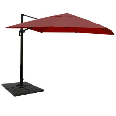Gastronomie-Ampelschirm Sonnenschirm, 3x4m Polyester/Alu bordeaux mit