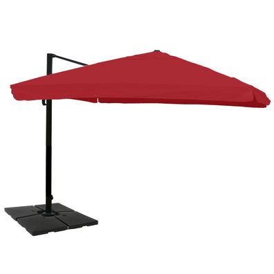 Gastronomie-Ampelschirm 3x4m Polyester Alu/Stahl Flap, bordeaux mit