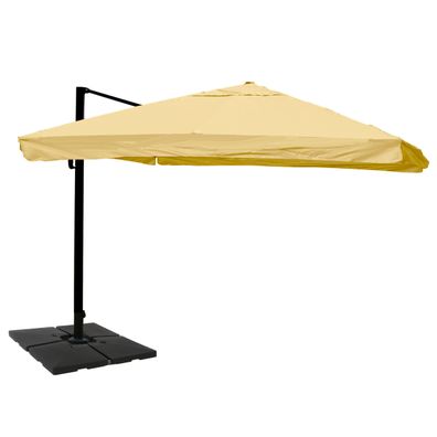 Gastronomie-Ampelschirm 3x4m Polyester Alu/Stahl Flap, creme mit