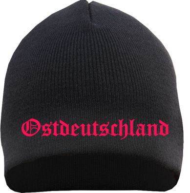 Ostdeutschland Beanie - Stickfarbe Pink - Bestickt Mütze Strickmütze