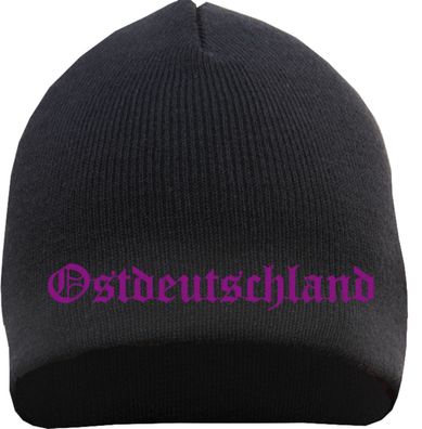 Ostdeutschland Beanie - Stickfarbe Lila - Bestickt Mütze Strickmütze