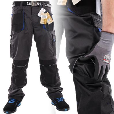 P24® Arbeitsbundhose mit 11 Taschen, grau-schwarz-blau - Konfektionsgröß