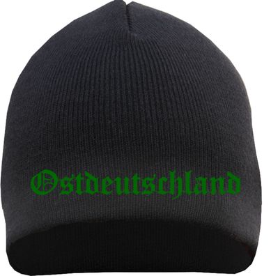 Ostdeutschland Beanie - Stickfarbe Grün - Bestickt Mütze Strickmütze