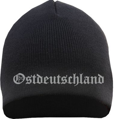 Ostdeutschland Beanie - Stickfarbe Grau - Bestickt Mütze Strickmütze