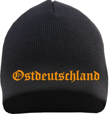 Ostdeutschland Beanie - Stickfarbe Gelb - Bestickt Mütze Strickmütze