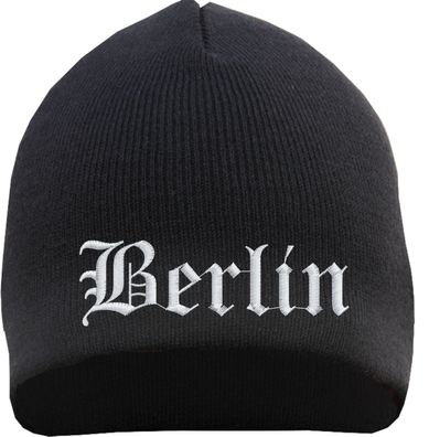 Berlin Beanie Mütze - Altdeutsch - Bestickt - Strickmütze Wintermütze