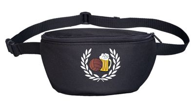 Lorbeerkranz Fussball Bier Bauchtasche Bestickt - Farbe: Schwarz