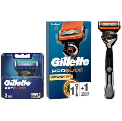 3 Gillette ProGlide Rasiererklingen+Progliede Power Rasierer mit Klinge OVP