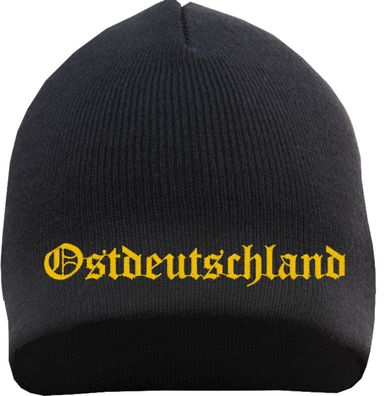 Ostdeutschland Beanie - Stickfarbe Gold - Bestickt Mütze Strickmütze