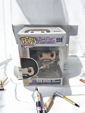 Funko Pop Bob Ross with Paintbrush 559 The Joy of Painting Vinyl Figur TV Series