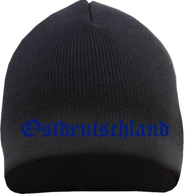 Ostdeutschland Beanie - Stickfarbe Blau - Bestickt Mütze Strickmütze