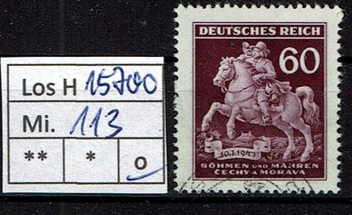 Los H15700: Böhmen & Mähren Mi. 113, gest