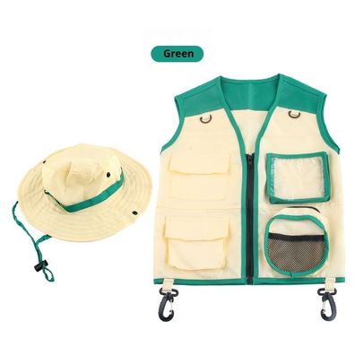 Outdoor-Abenteuer-Rollenspielkostüm für Kinder, Weste, Hut, Kinderspielzeug, grün