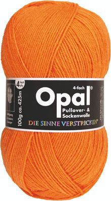 100g Opal Uni 4-fach | 2013 neon-orange | Sockenwolle 4fädig Garn Stricken 65,00€/ kg