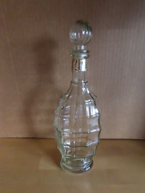 leere Glasflasche mit Glasdeckel Quadrate als Muster Karaffe Dekanter 0,7l