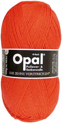 100g Opal Uni 4-fach | 5181 orange | Sockenwolle 4-fädig Garn Stricken 65,00€/ kg