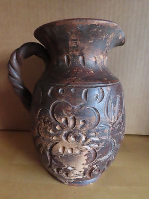 Vase Kanne Krug Bembel braun mit Relief ca. 22 cm H