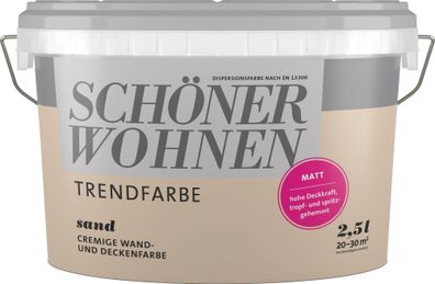 2,5L Schöner Wohnen Trend Wandfarbe matt Sand