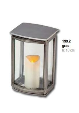 Kleinere Grablampe aus Aluminium grau Grablaterne Grableuchte Grablicht Urnengrab